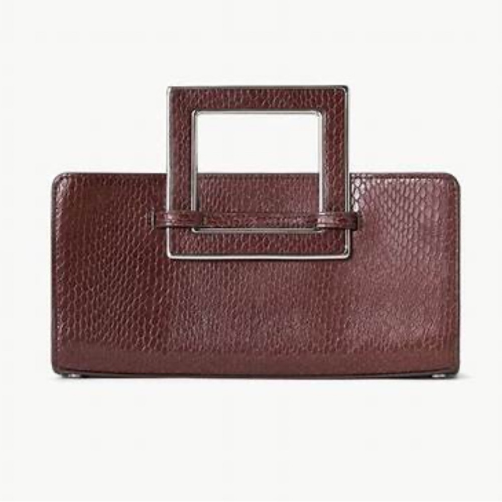 STAUD SHIRLEY METAL HANDLE CLUTCH BURGUNDY